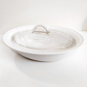 Corningware Casual Elegance Oval Casserole Dish w/ Pyrex Lid White Bakeware